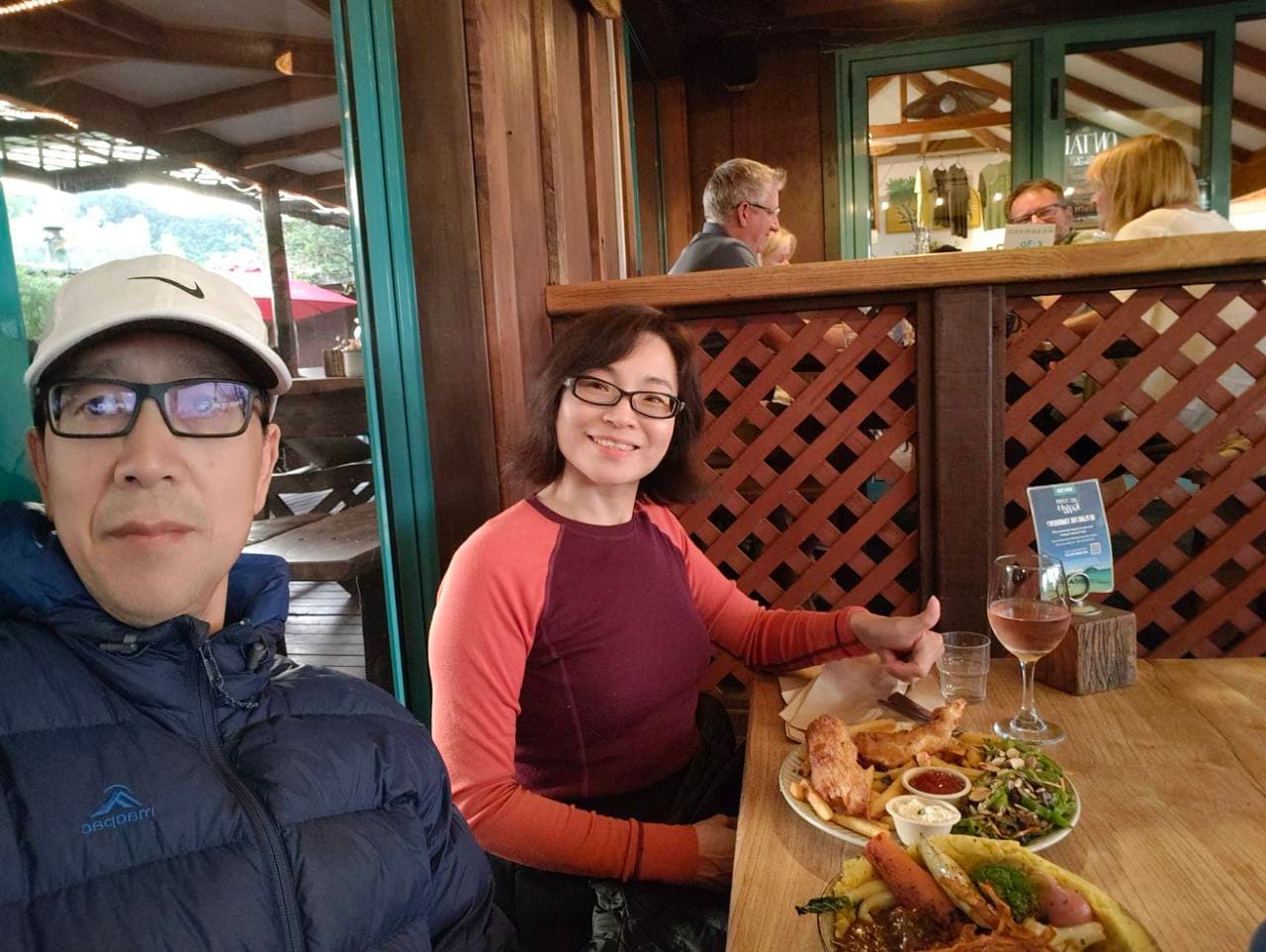 Katherine giving dinner a thumbs-up at Park Cafe