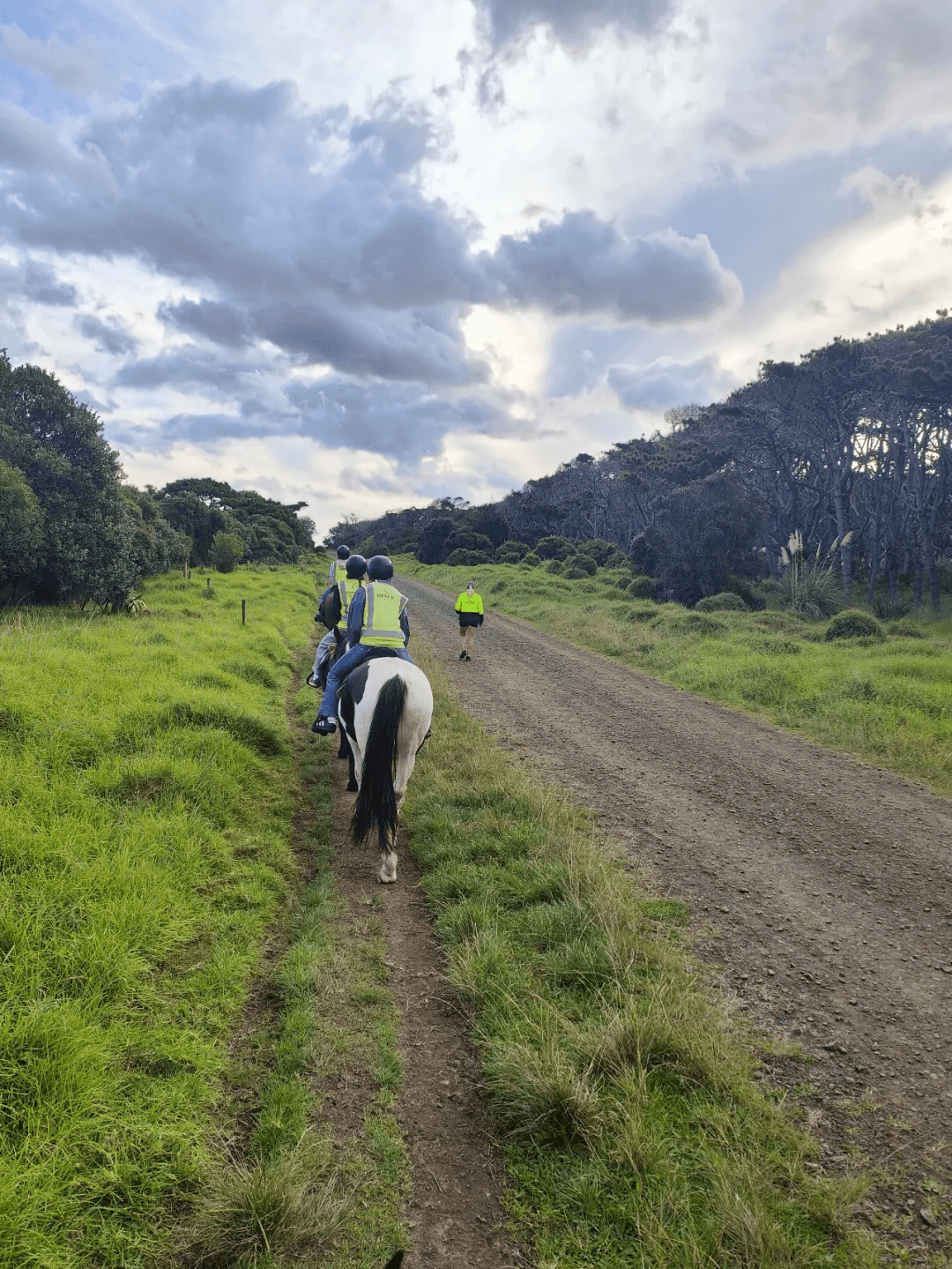 The riding group setting out at Muriwai